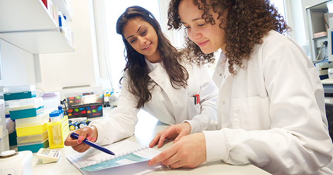 Scientists looking at the Working Towards RSci handbook