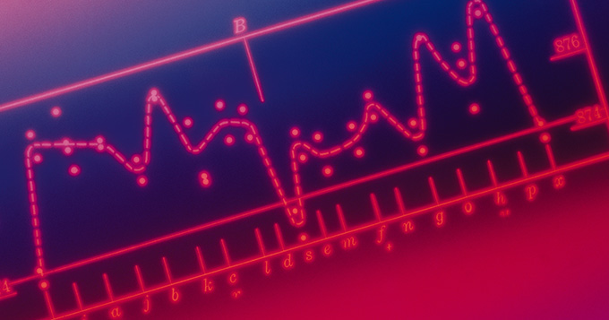 pink and blue chart with line and data points