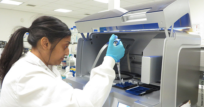 Newcastle University technician Danisha in the laboratory