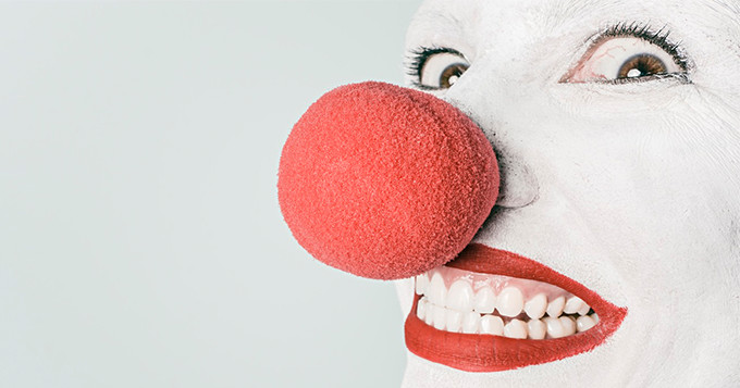 Circus clown grinning