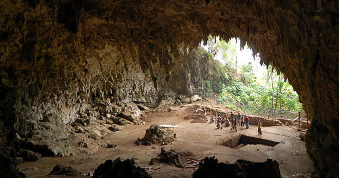 Cave on Flores Island where Homo floresiensis or “hobbit” specimens were discovered