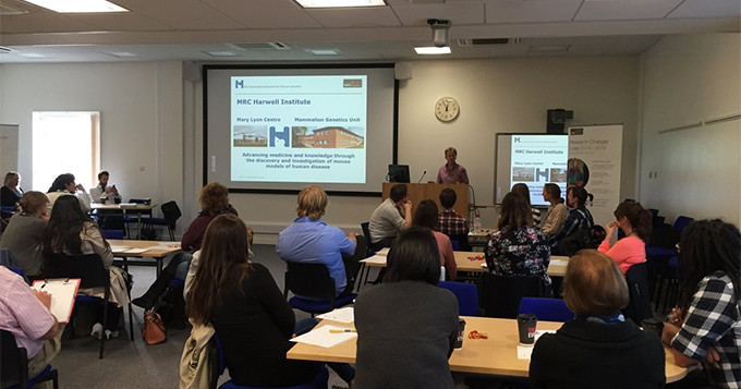 Launch event at the MRC in a large meeting room with the audience seated