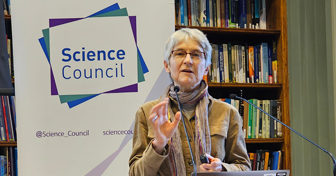 Dr Claire Craig CBE speaking at the Perspectives on successful policy work in science event